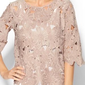 Anthropologie Aryn K‎ Pale Pink Floral Cutout Top